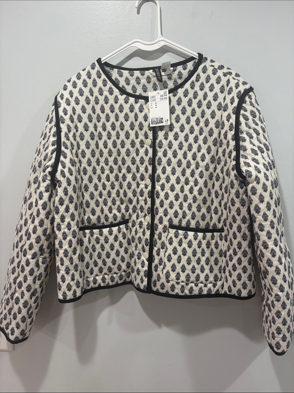 Divided Cream and Black Quilted Patterned Jacket